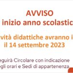 avviso inizio Anno Scolastico 2023-2024