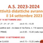 inizio lezioni e primi giorni AS 2023-2024